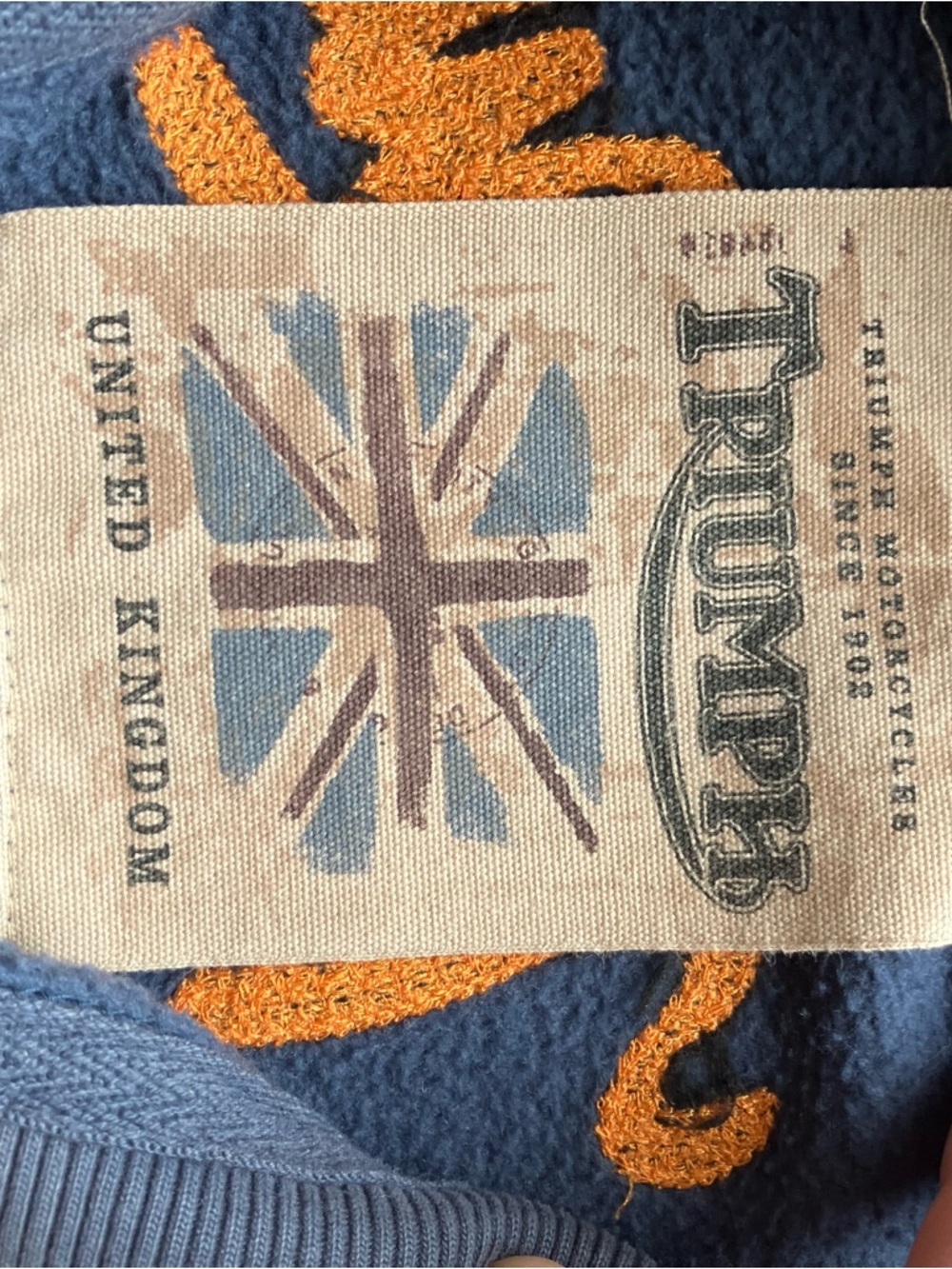 Triumph Navy Full-Zip Sweatshirt with Orange Accents - Picture 5 of 10